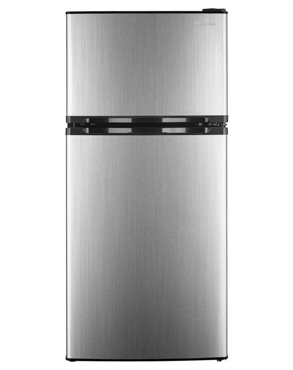 Insignia - 4.3 Cu. Ft. Top-Freezer Refrigerator, Stainless steel